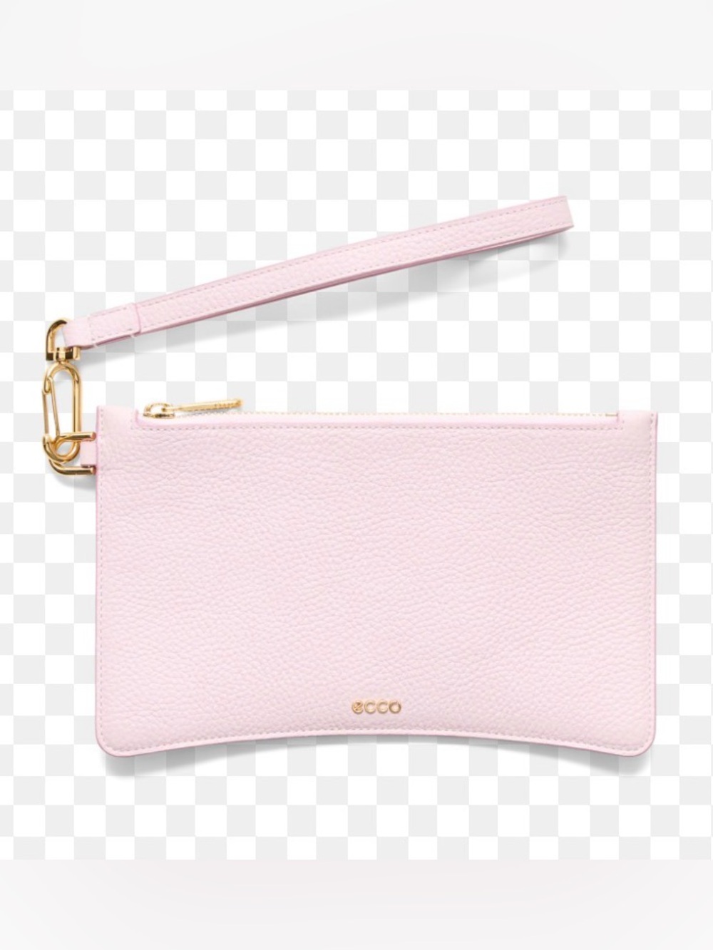 ECCO Wristlet Soft Pink Pebbled Leather Pouch Bag Night Out Travel Chic NWT